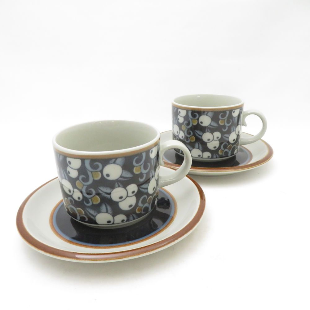 ARABIA アラビア Taika タイカ ティーカップ＆ソーサー 2客 ペア ヴィンテージ 北欧 フィンランド