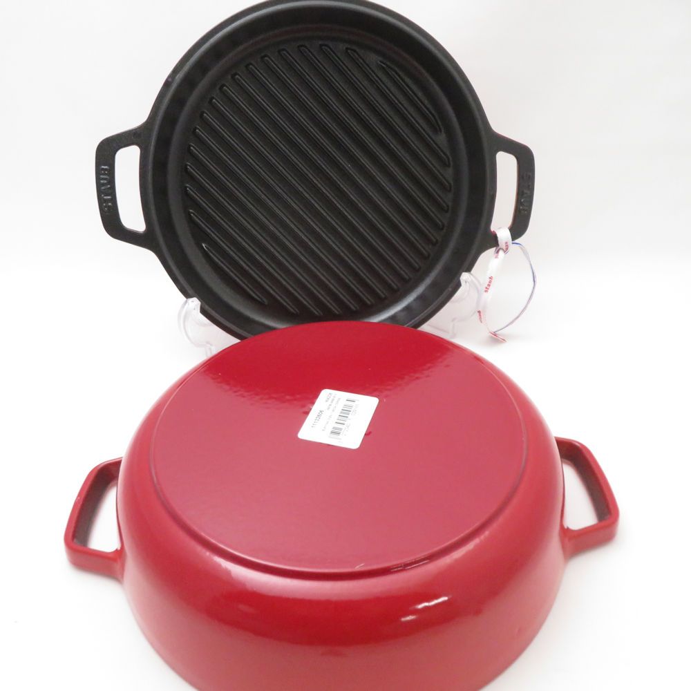 STAUB ダークレッド グリルパン ガラス蓋付き STAUB ダークレッド