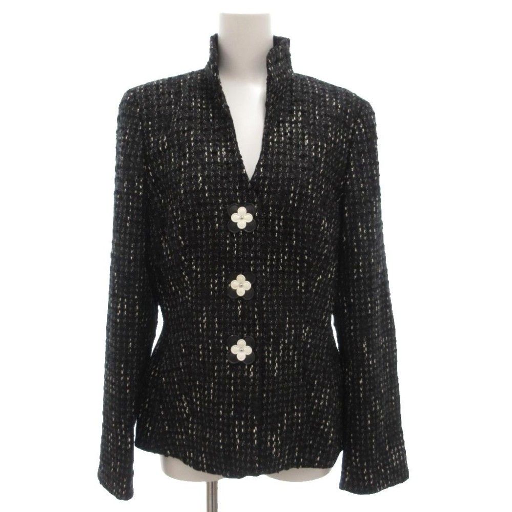 エスカーダ ESCADA セットアップ ツイードジャケット タイトスカート 36 34 ひざ丈 黒 ブラック 白 ホワイト 総裏地 GV GY 53