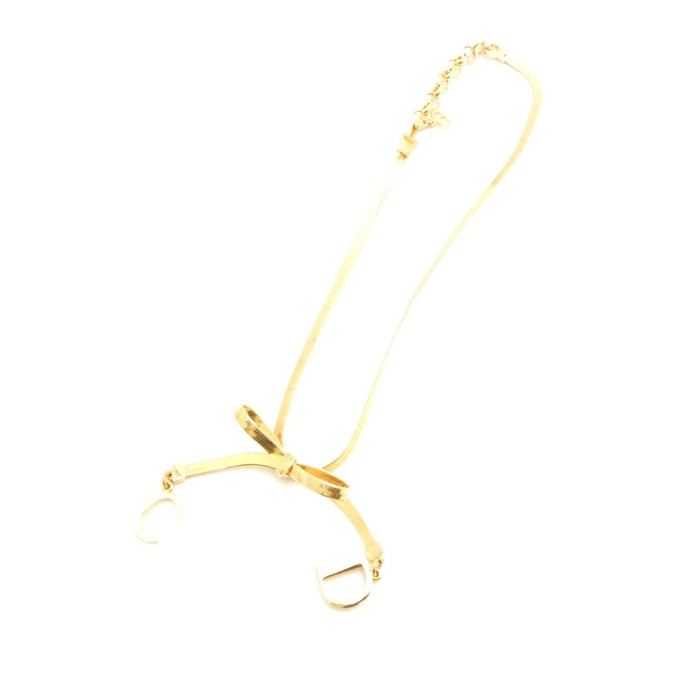 Christian Dior ディオール チョーカー リボン CD ネックレス レディース AM 7793