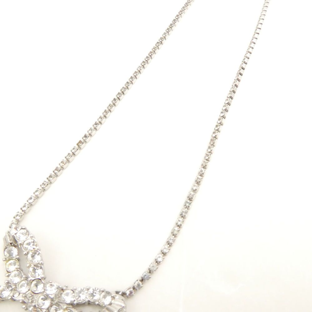 dior リボン　ネックレス　ラインストーン 美品 高品質 Christian Dior ディオール ラインストーン ネックレス