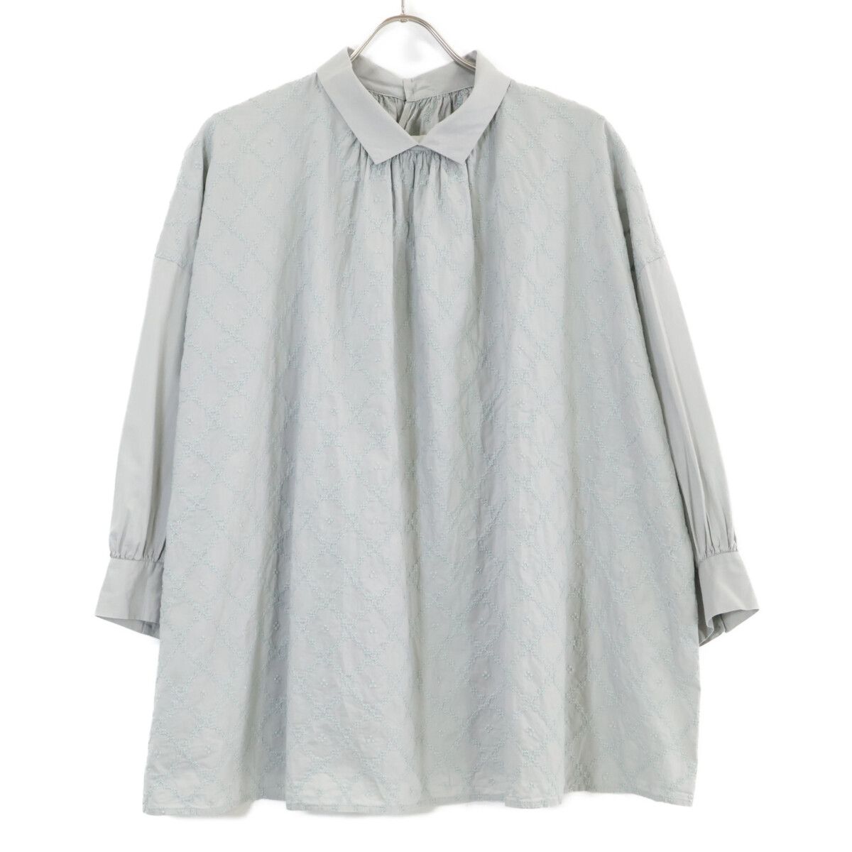 utilite ユティリテ ｸﾞﾘｰﾝ系 ﾌﾟﾙｵｰﾊﾞｰ衿付きﾌﾞﾗｳｽ 表記なし