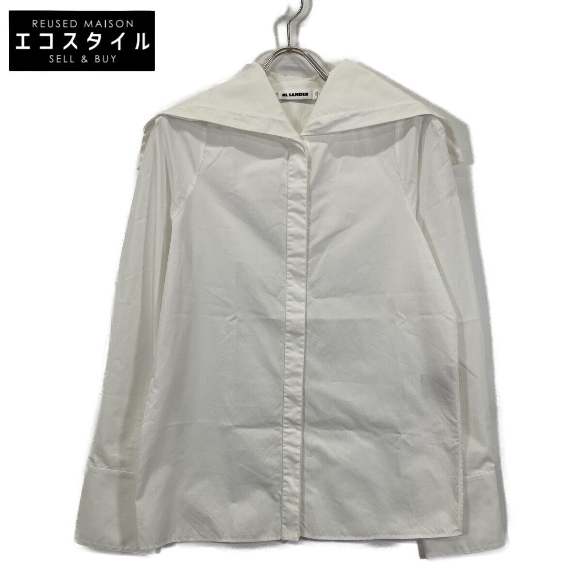 JIL SANDER ジルサンダー 18年 ﾎﾜｲﾄ ｾｰﾗｰｶﾗｰｼｬﾂﾌﾞﾗｳｽ 36