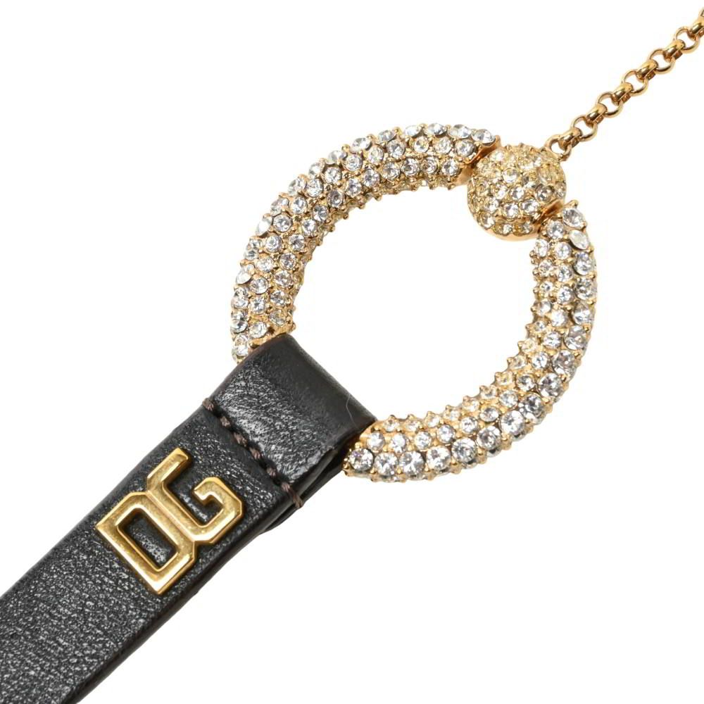 DGロゴ ストーン装飾 レザーベルト DOLCE&GABBANA ドルチェアンドガッバーナ DCロゴ スタッズ レザー