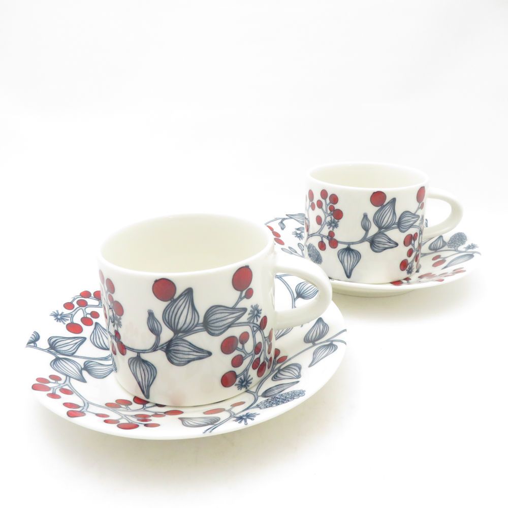 ARABIA アラビア Runo ルノ フロストベリー ティーカップ＆ソーサー 2客 ペア 北欧 廃盤