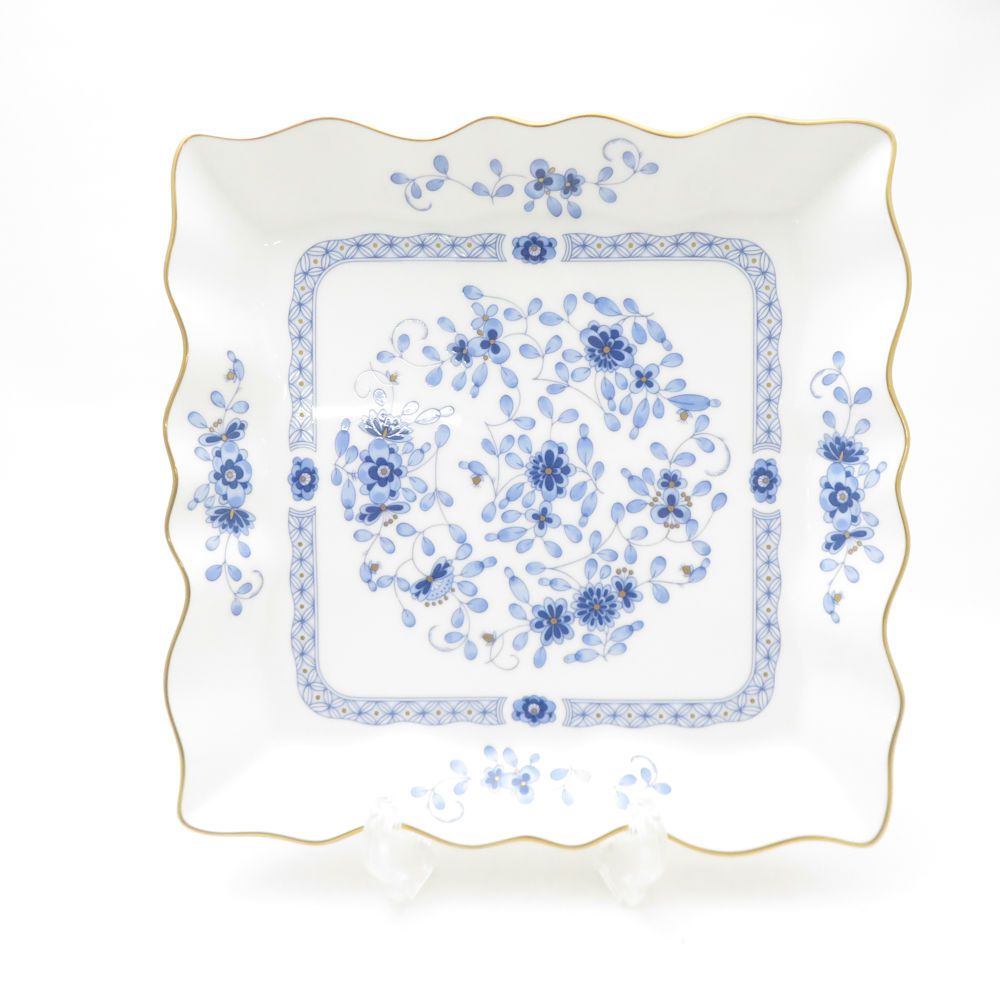 美品 NARUMI ナルミ ミラノ フレアープレート 23cm スクエア 花柄 角皿