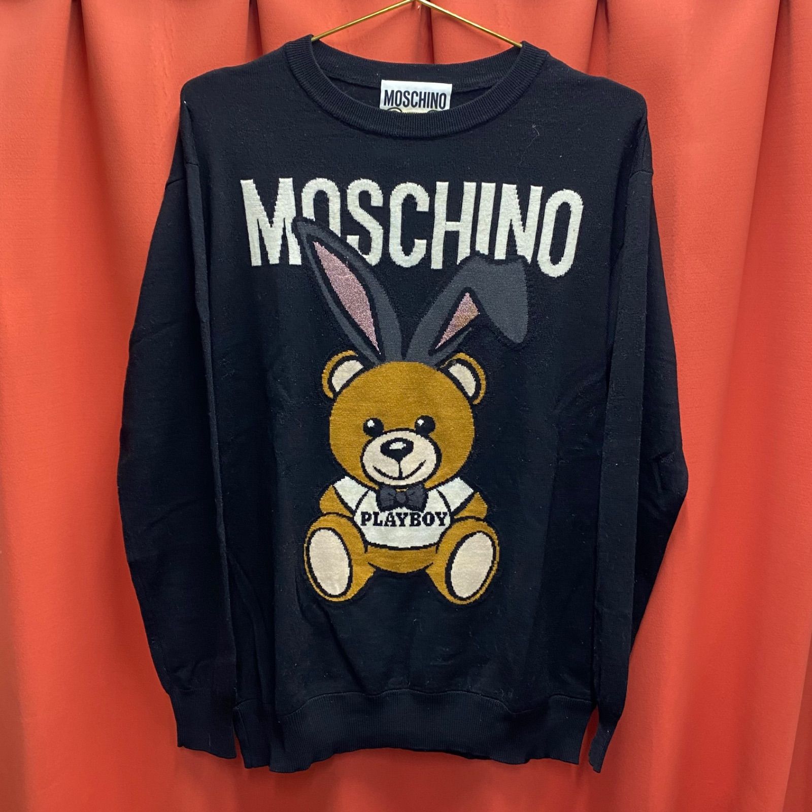 MOSCHINO クマ柄 長袖セーター MOSCHINO モスキーノ セーター ニット 長袖 くま プレイボーイ 黒