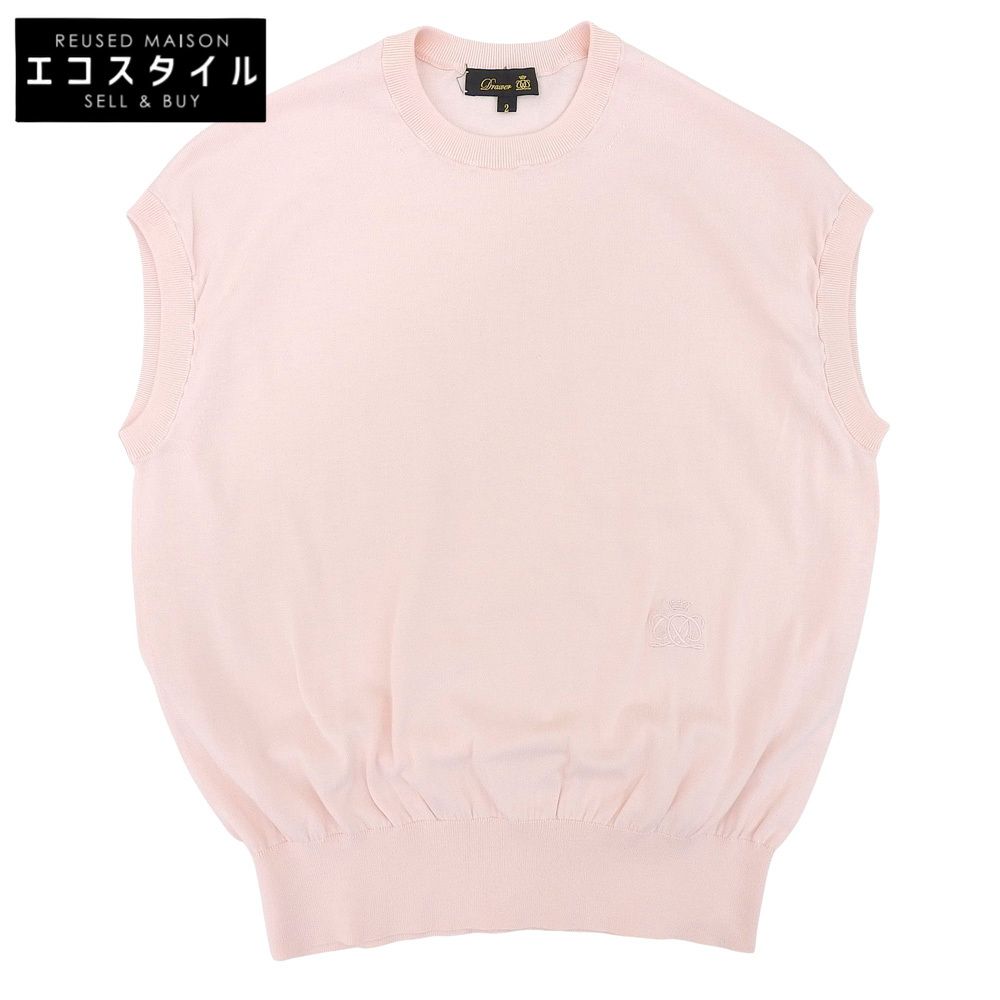 【美品】drawer ドゥロワー 七分袖 ニット 天竺ショートスリーブ Drawer（ドゥロワー）の「Drawer 7G天竺編みVネックプルオーバーニット