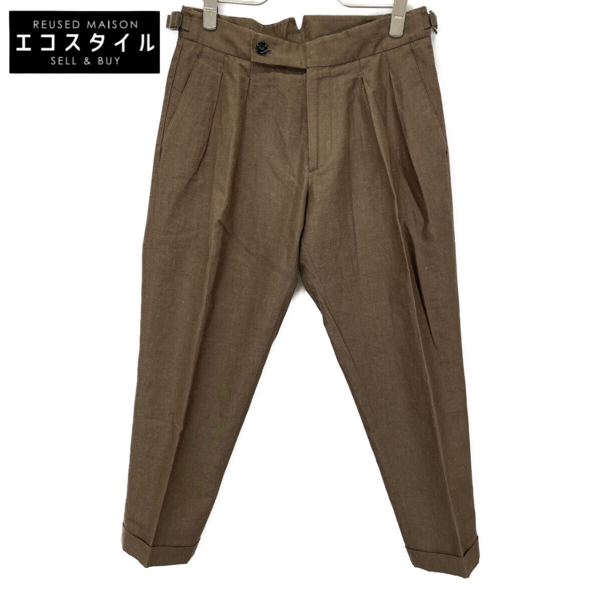 BERWICH ベルウィッチ ﾌﾞﾗｳﾝ ｽｺｯﾁ ｺｯﾄﾝﾘﾈﾝｿﾘｯﾄﾞ2ｲﾝﾌﾟﾘｰﾂｸﾛｯﾌﾟﾄﾞﾊﾟﾝﾂ 44