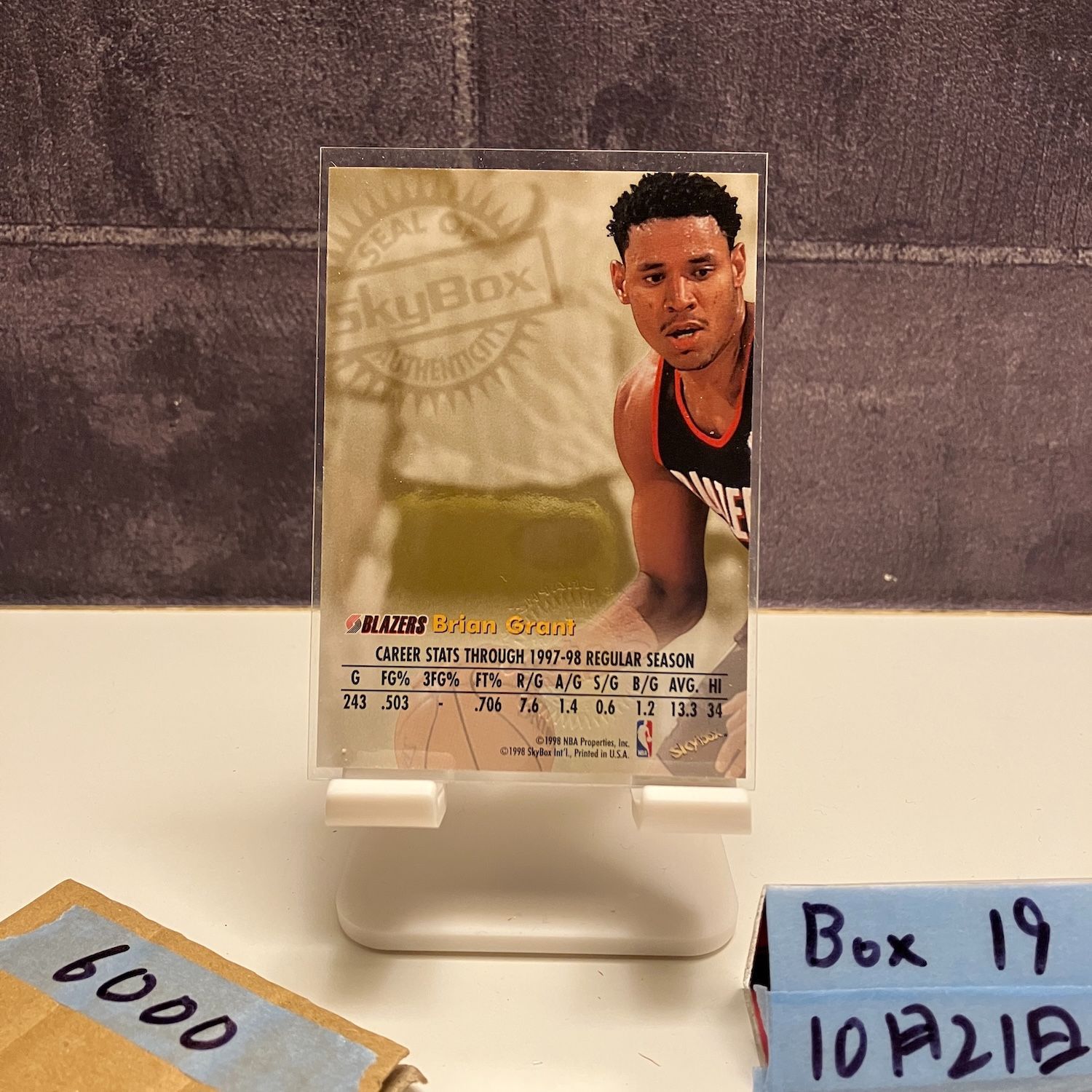 1998 SkyBox Brian Grant 直筆サインカード Portland Trail Blazers