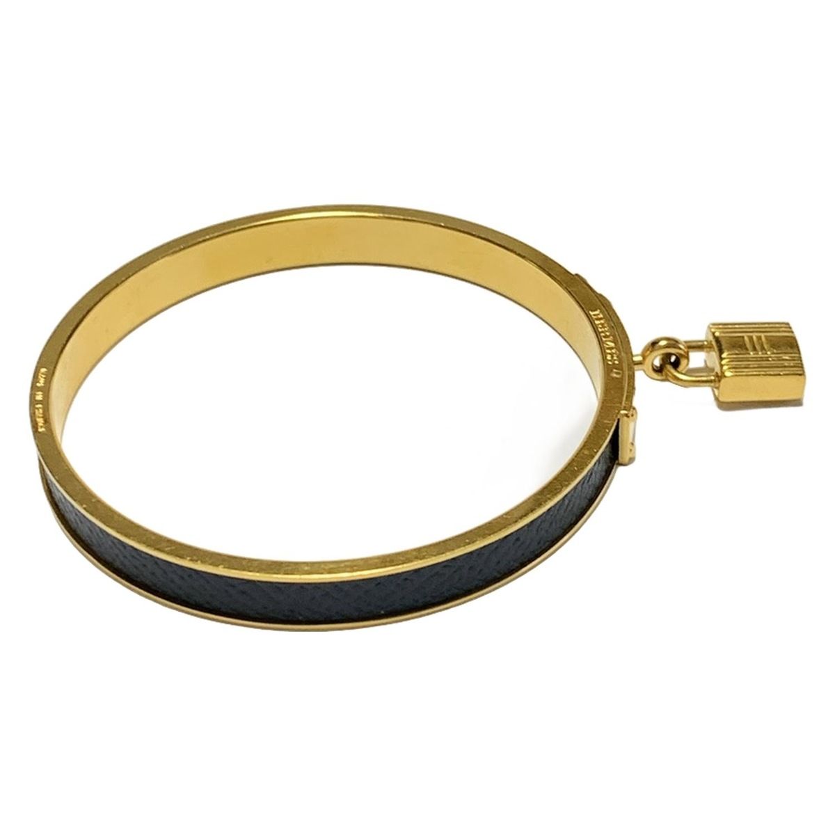 HERMES エルメス バングル ケリーバングル レザー ゴールド ダークネイビー