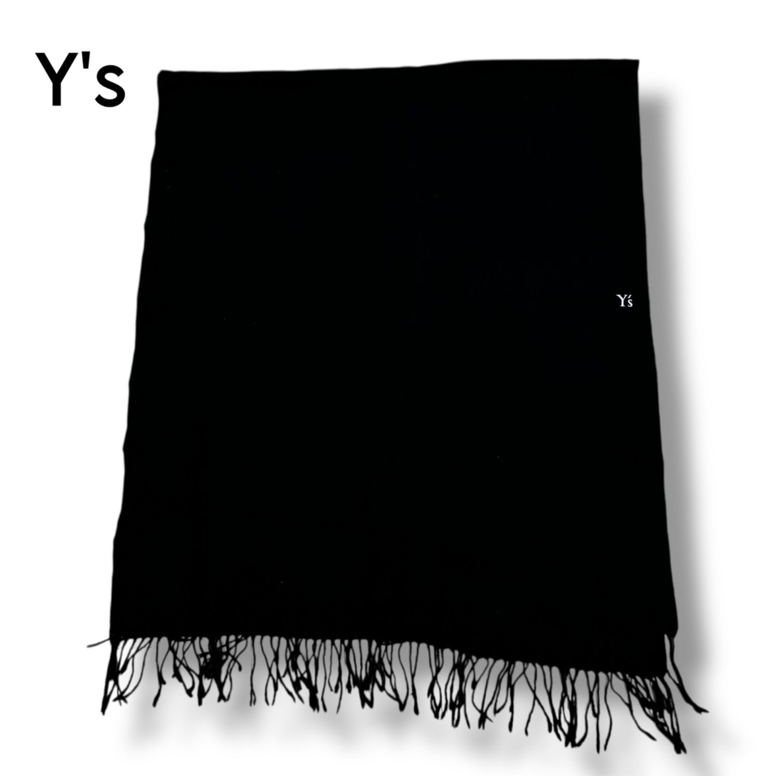 Y s ブランドロゴ入り アシンメトリー編みストール