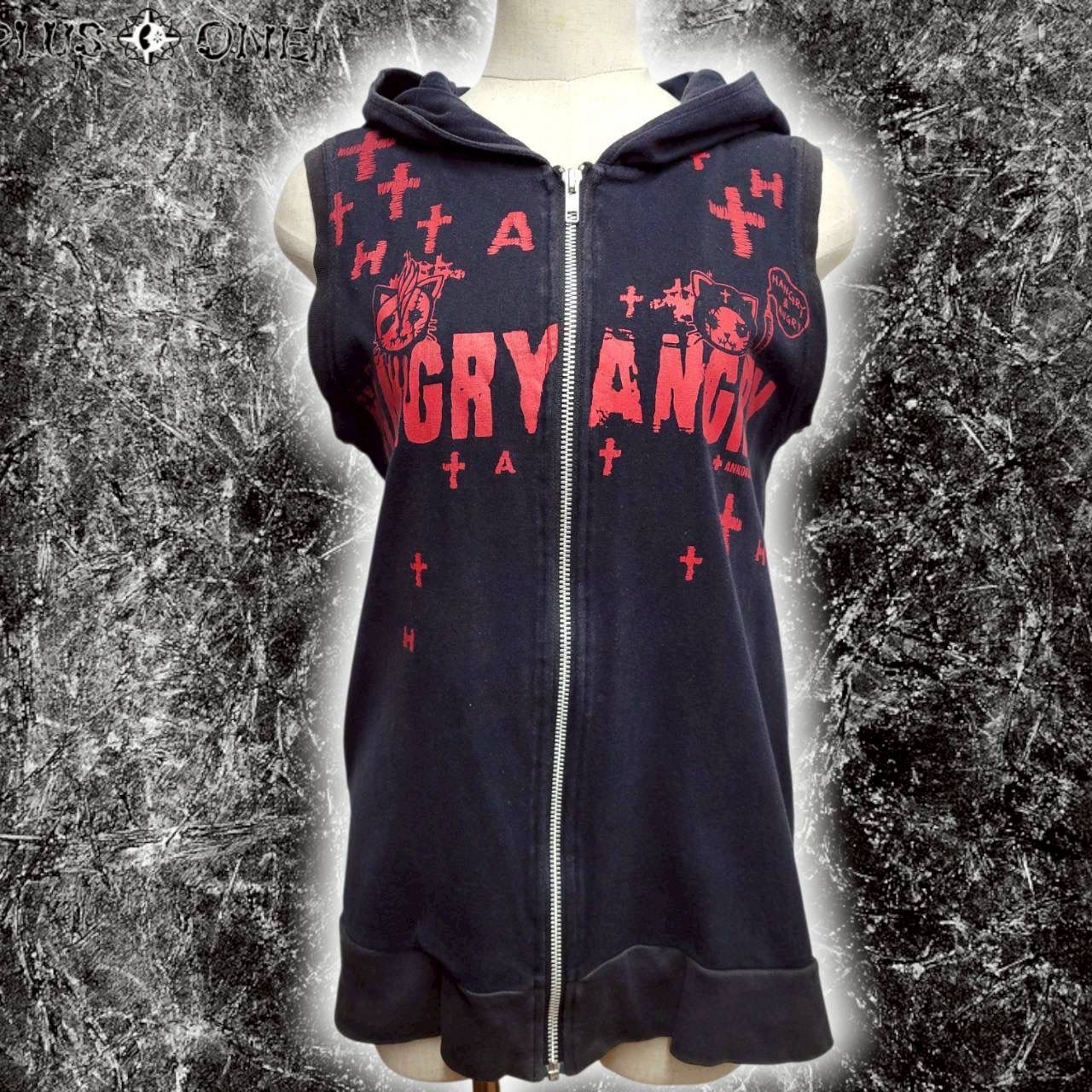 送料込【HANGRY&ANGRY】猫耳ジップ フード付き ベスト/ハングリー