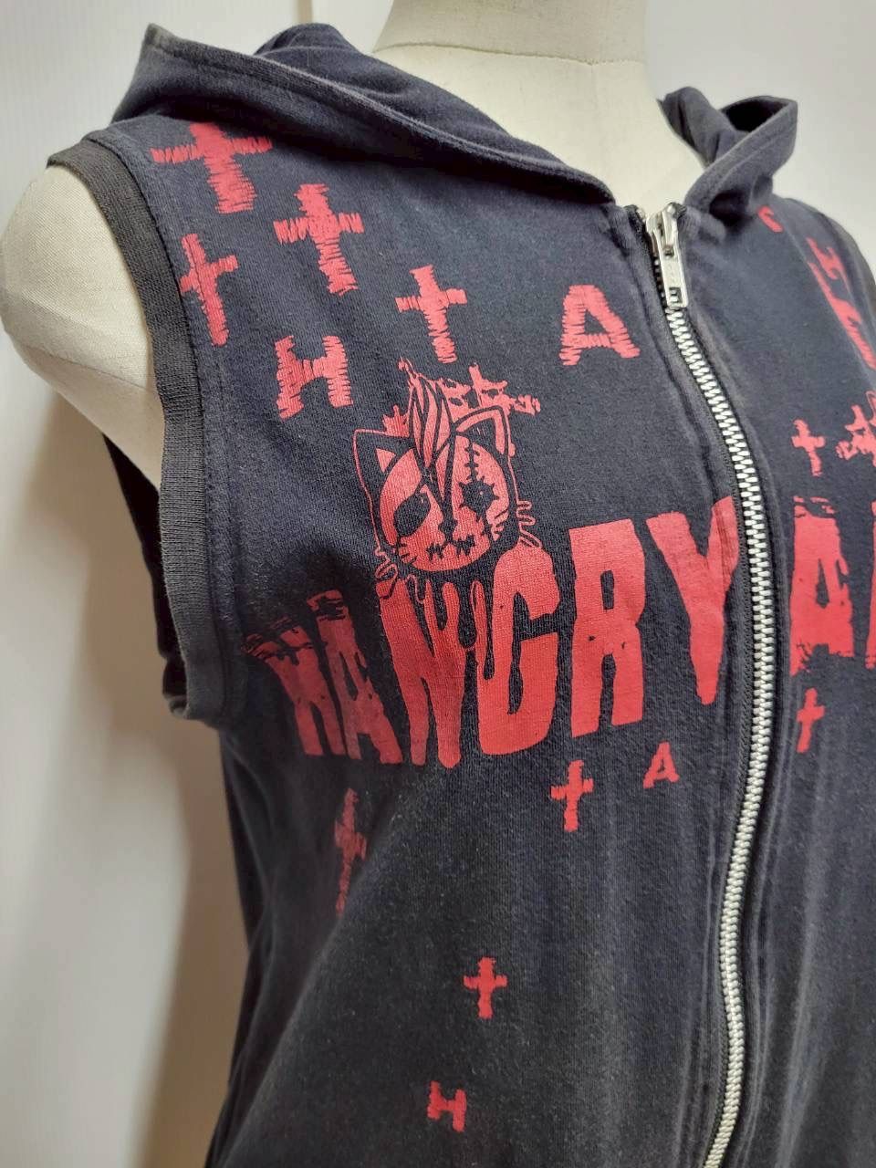 送料込【HANGRY&ANGRY】猫耳ジップ フード付き ベスト/ハングリー