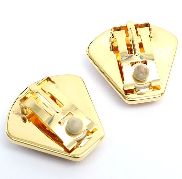 エルメス HERMES VINTAGE エマイユ 扇型イヤリング 七宝焼き メタル GP 17956