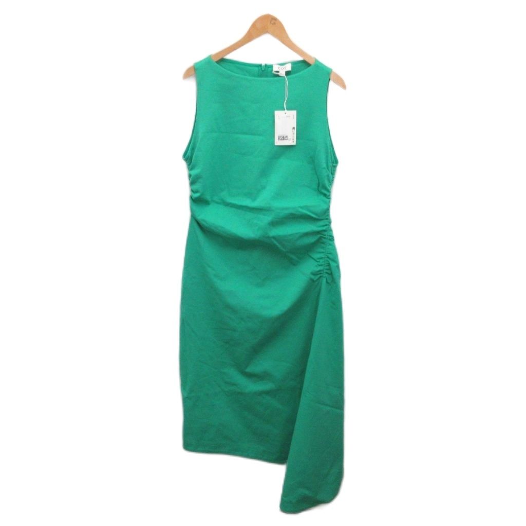 コス COS ワンピース ノースリーブ マキシ ロング アシメ アシンメトリー L 緑 グリーン 1160631