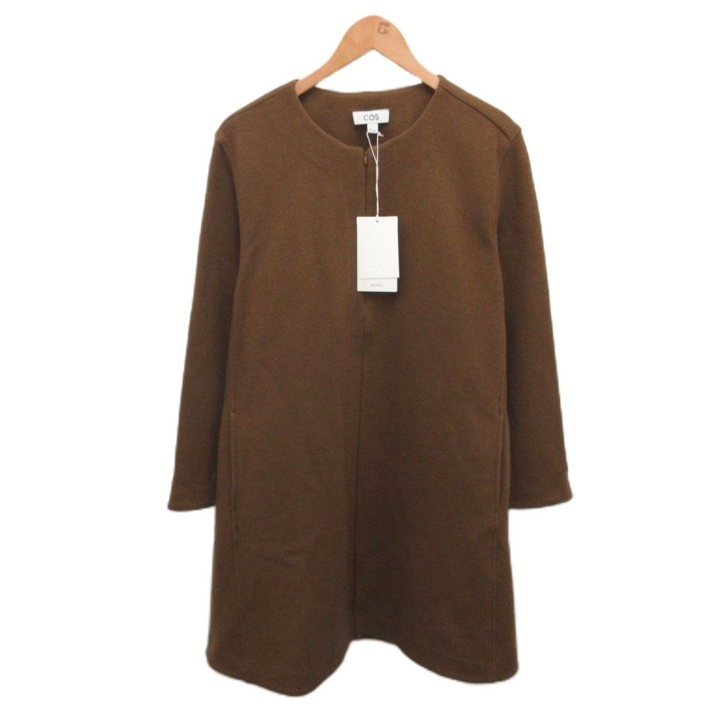 コス COS ワンピース ミモレ ロング 長袖 ウール ノー L 茶 ブラウン
