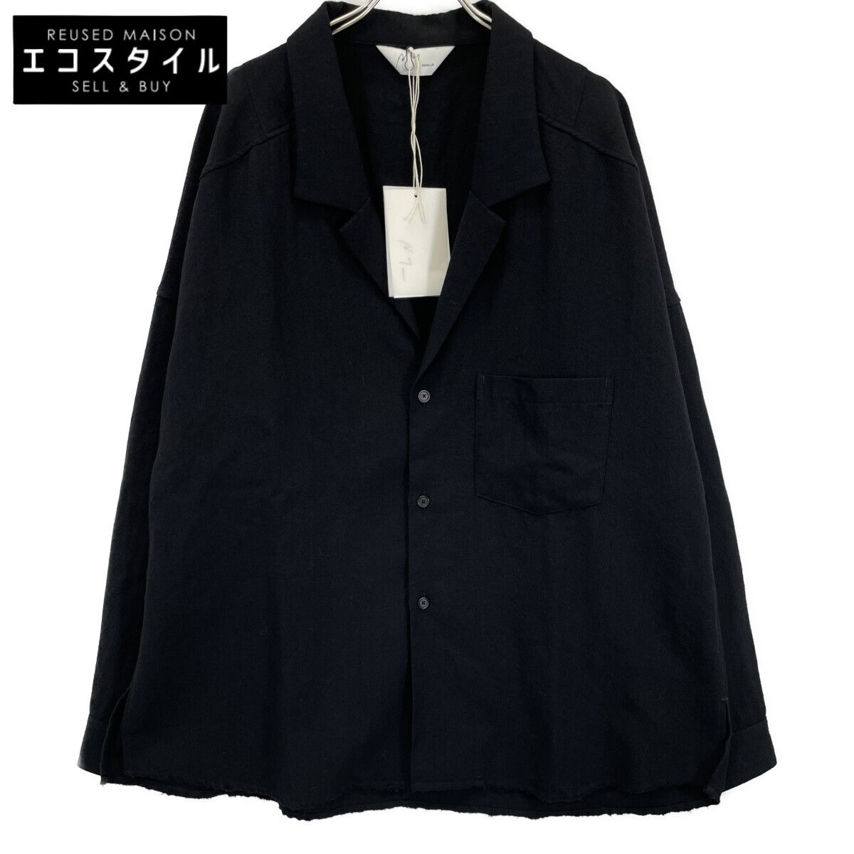 ANCELLM アンセルム 25 AW ANC-SH 73-A ﾌﾞﾗｯｸ WASH WOOL SHIRT 2