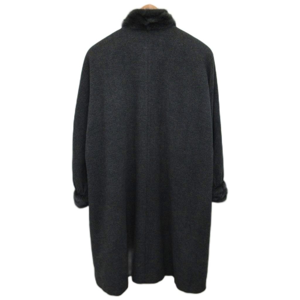 パリエンヌ PARIENNE ステンカラーコート ロング丈 リアルファー