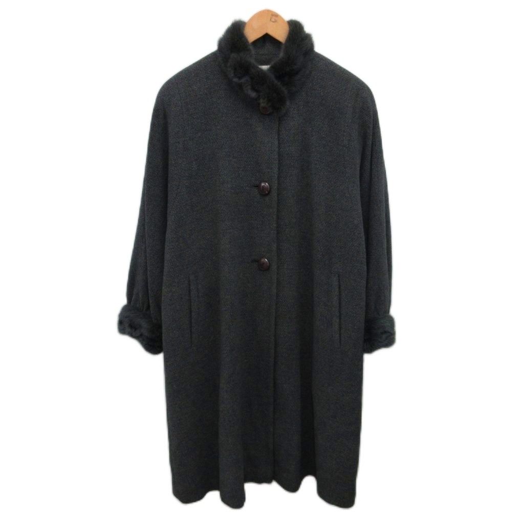 パリエンヌ ステン コート ロング丈 リアルファー ミンクファー S グレー 19960 NF