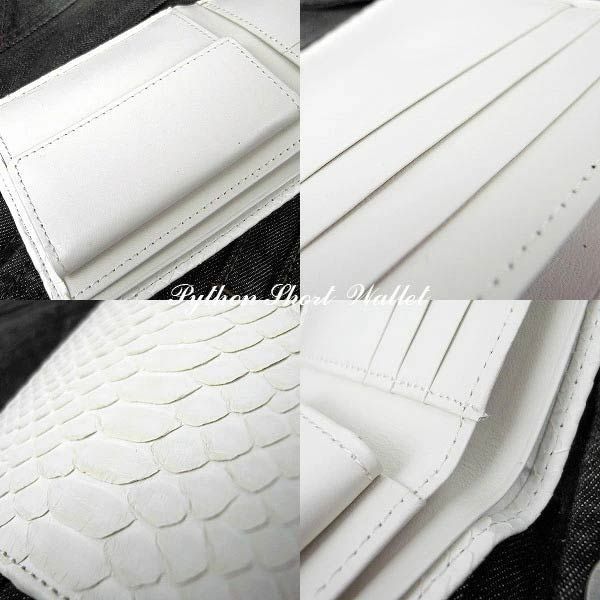 ホワイト 蛇の皮 未使用品 新品未使用】財布 メンズ 短財布 二つ折り 錦蛇革 パイソン レザー 蛇