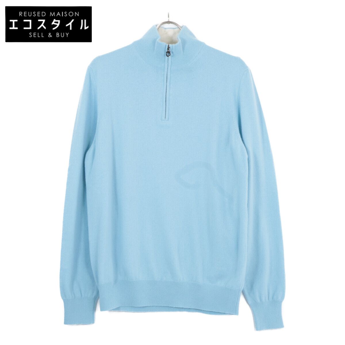 Salvatore Ferragamo M 100%カシミヤ Salvatore Ferragamo サルヴァトーレフェラガモ ﾗｲﾄﾌﾞﾙｰ ｶｼﾐﾔ100 ﾊｰﾌ