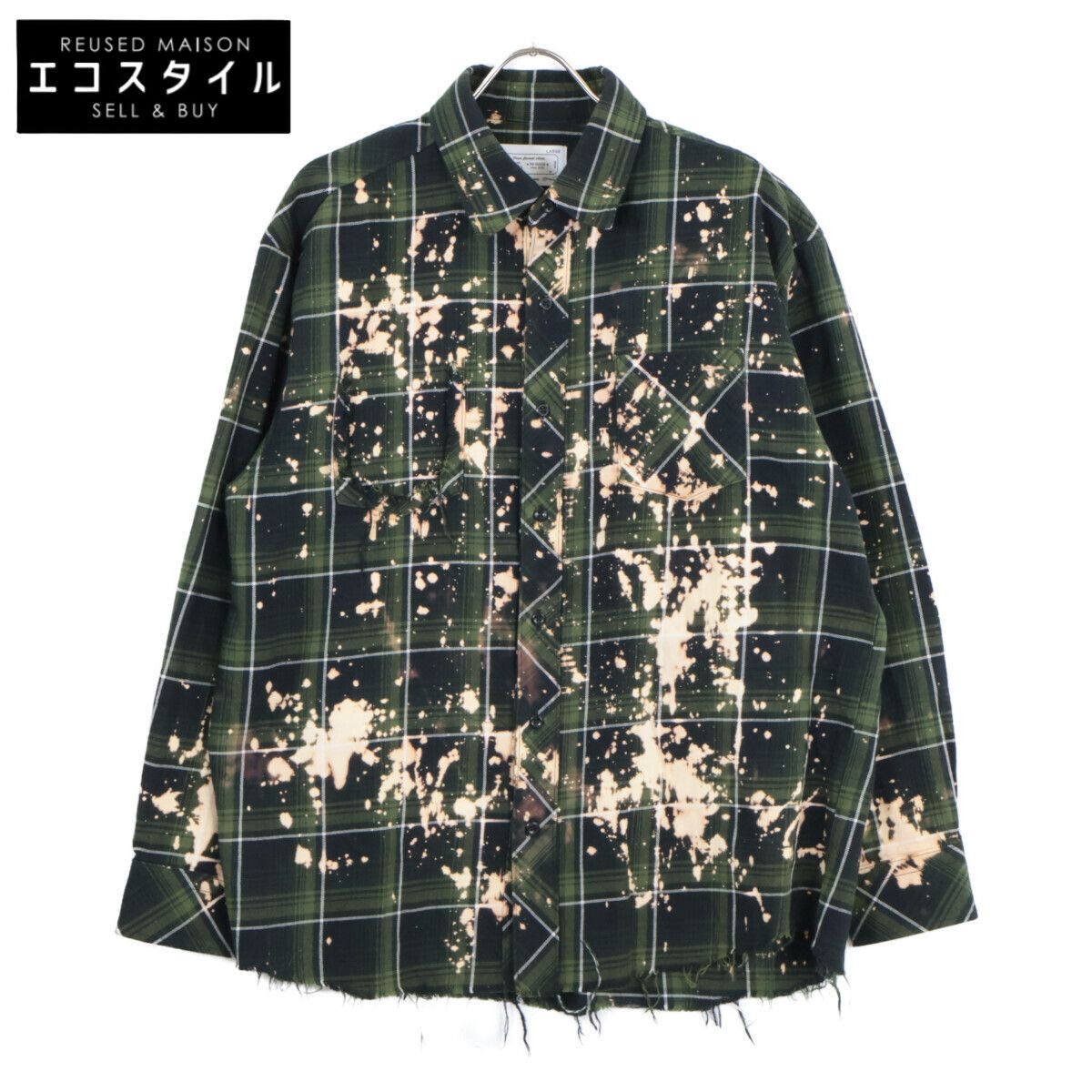 Rafu ラフ ｸﾞﾘｰﾝ ﾁｪｯｸ柄 ﾌﾞﾘｰﾁ ﾀﾞﾒｰｼﾞｼｬﾂ L