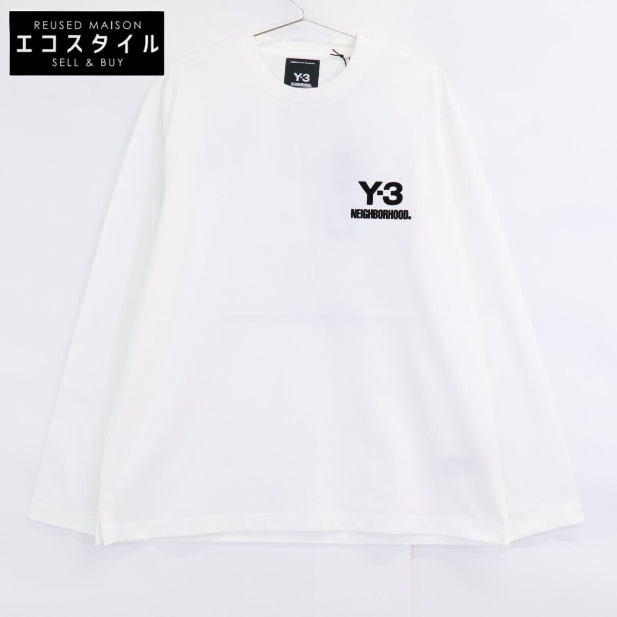 Y-3 ワイスリー × 25 AW JX 7455 ﾎﾜｲﾄ Y-3-Nﾊﾞｯｸﾌﾟﾘﾝﾄ LOGO LS TEE Ⅿ