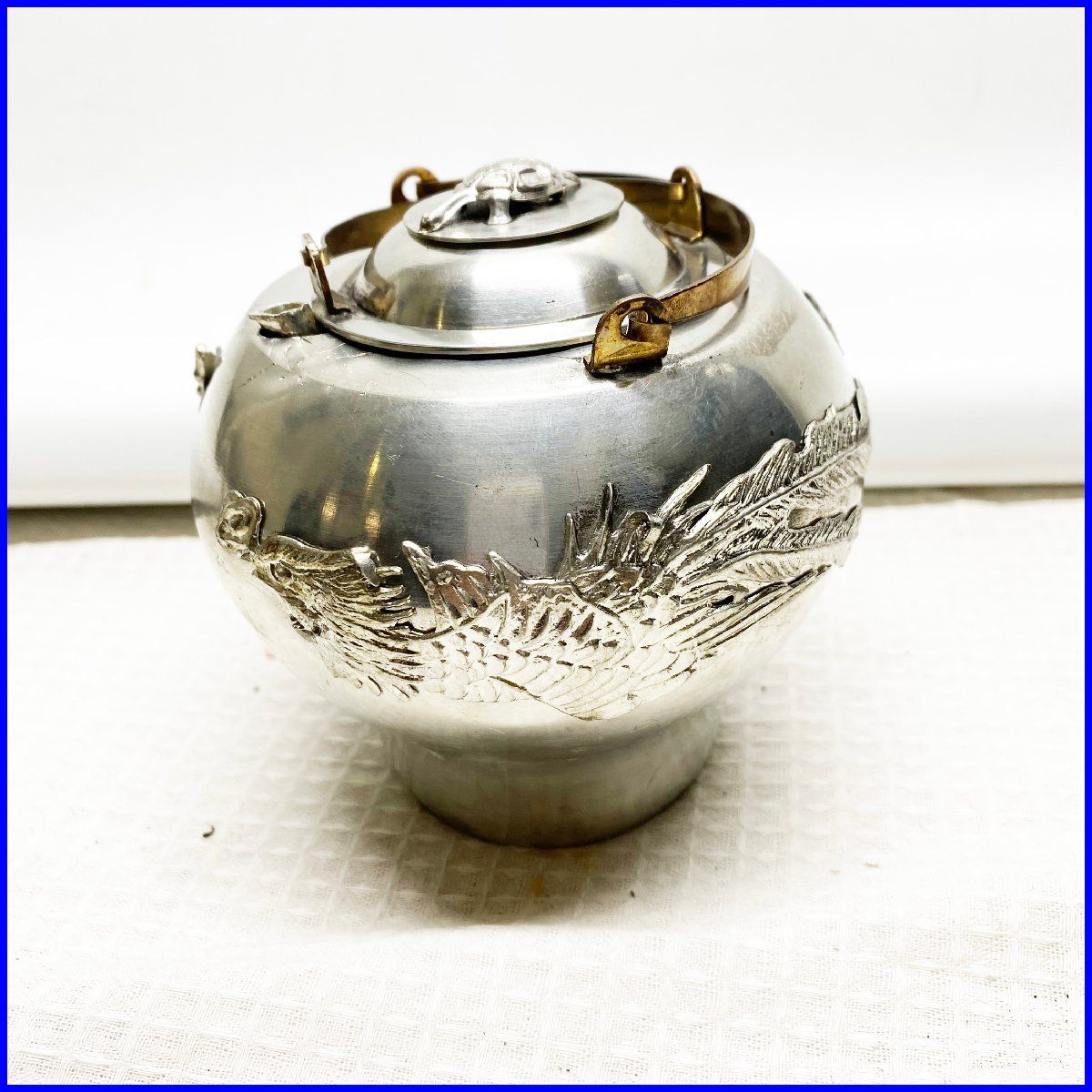 中古○酒燗器○ちろり 竜凰 亀 中国酒器 アンティーク 錫製 当時物