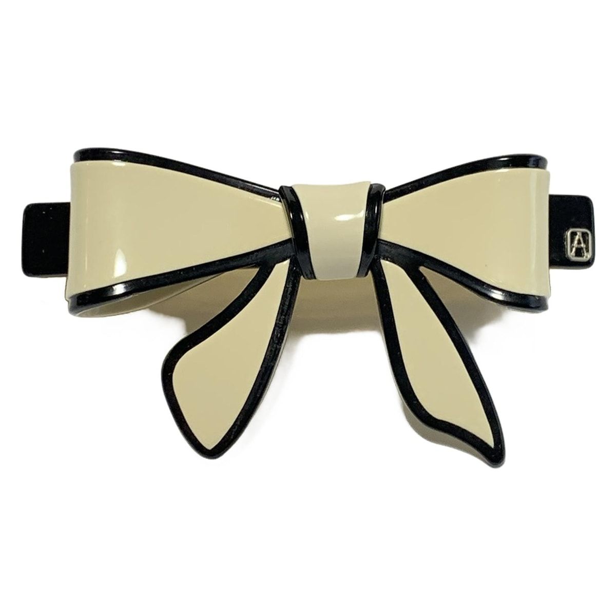 ALEXANDRE de PARIS アレクサンドル ドゥ パリ バレッタ ベージュ 黒 ゴールド リボン