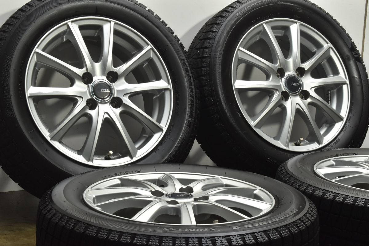 程度良好品 PREO 15 in 5 J 42 PCD 100 ブリヂストン アイスパートナー2 185 60 R フィールダー アクア ヴィッツ フィット スイフト