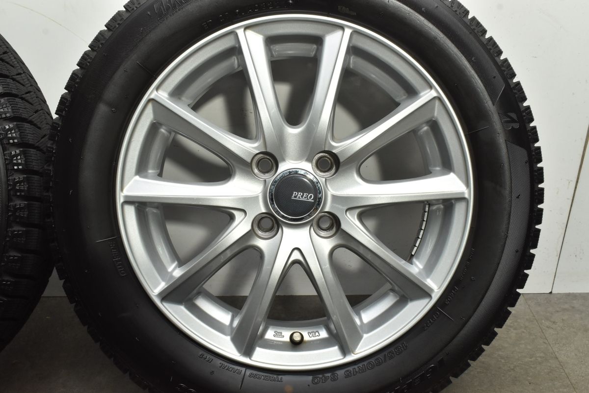  程度良好品 PREO 15 in 5 J 42 PCD 100 ブリヂストン アイスパートナー2 185 60 R フィールダー アクア ヴィッツ フィット スイフト 15インチ タイヤ ホイールセット