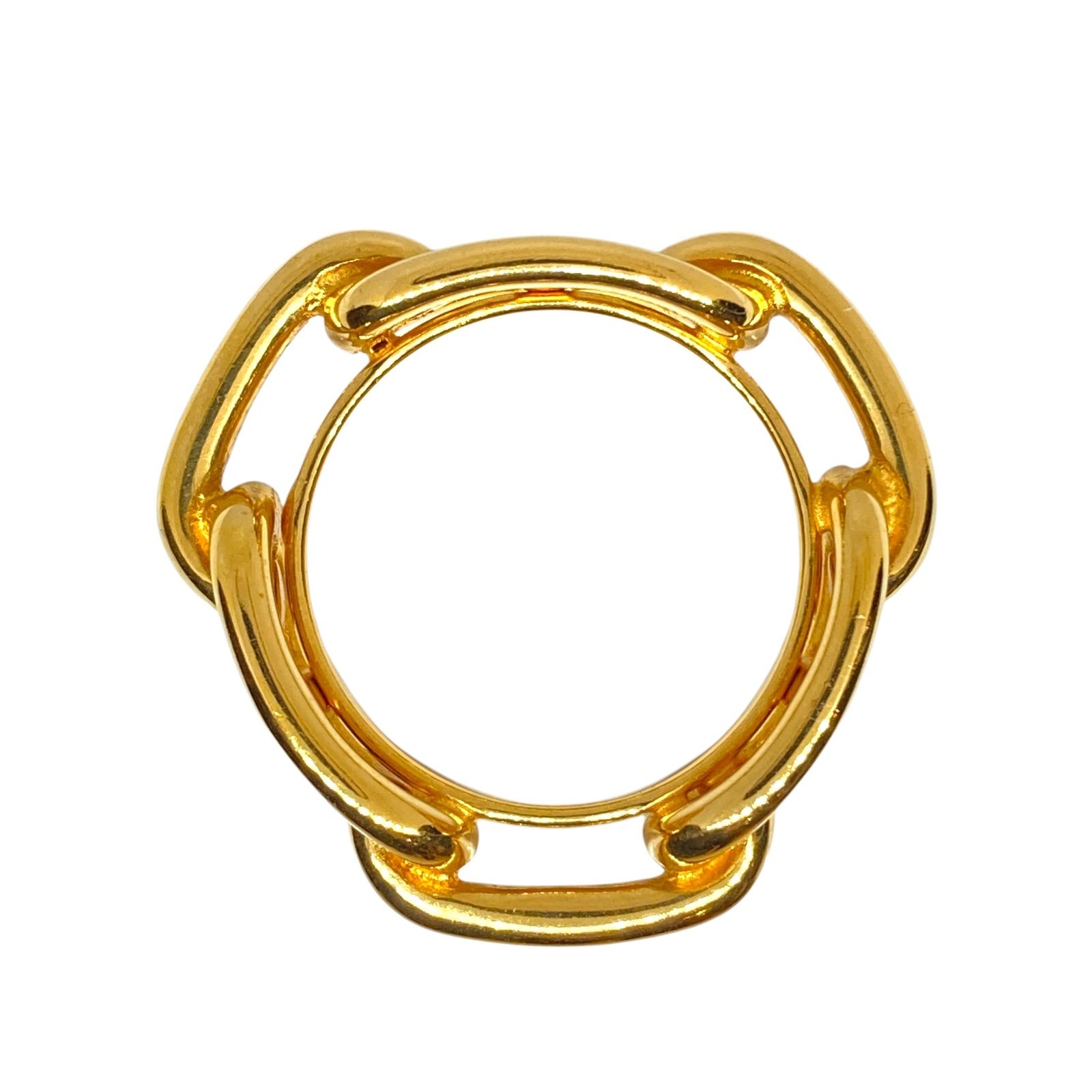 HERMES エルメス シェーヌダンクル ルガテ スカーフリング ゴールド