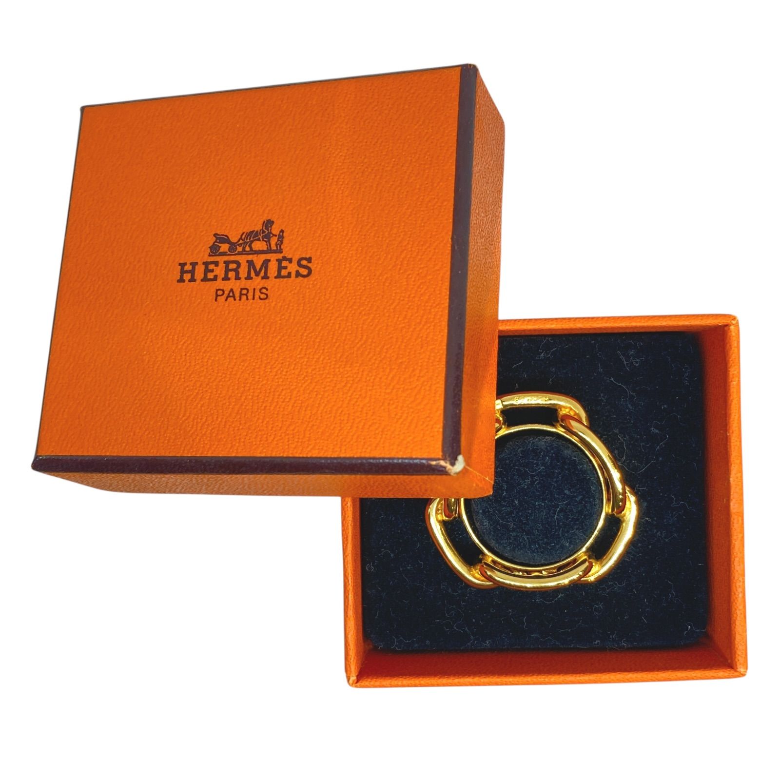 HERMES エルメス シェーヌダンクル ルガテ スカーフリング ゴールド