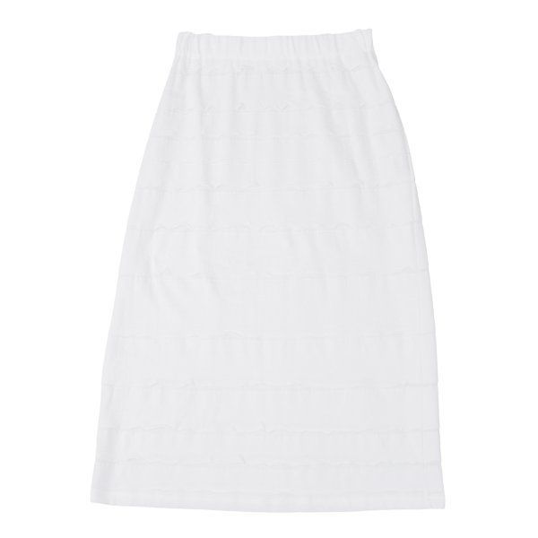 イッセイミヤケハートISSEY MIYAKE HaaT 混紡ボーダーティアードスカート 白2