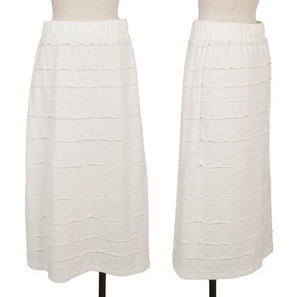 イッセイミヤケハートISSEY MIYAKE HaaT 混紡ボーダーティアードスカート 白2