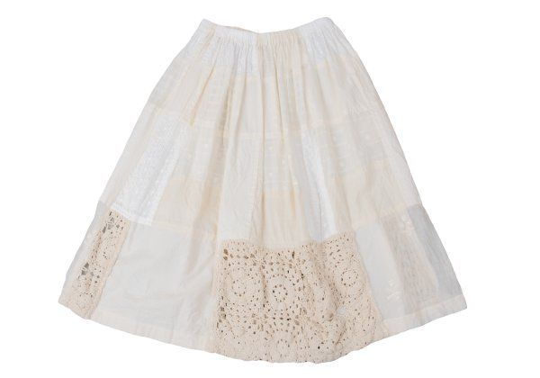 タオtao コットン混レースパッチワークスカート オフベージュM位