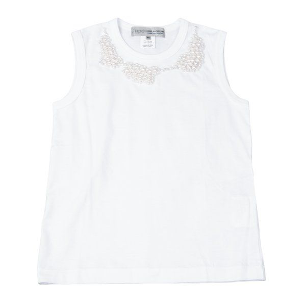 コムコム コムデギャルソン×ジュープ バイ ジャッキーCOMME des GARCONS×Jupe BY JACKIE ネックパール装飾ノースリーブ 白XS