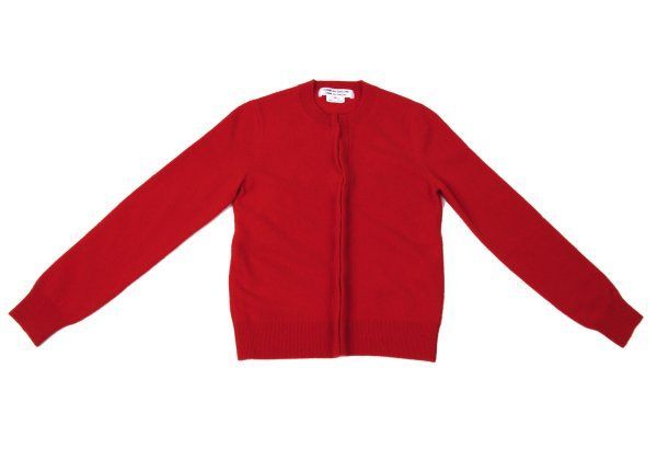 コムコム コムデギャルソンCOMME des GARCONS ウールクルーネックニットカーディガン 赤XS