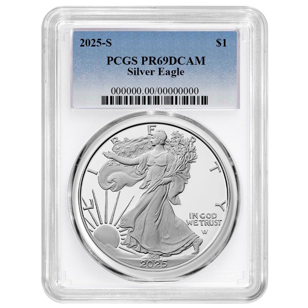 2025 S 1 1オンス プルーフ アメリカンシルバーイーグル PCGS ブルーラベル ホワイトフレーム