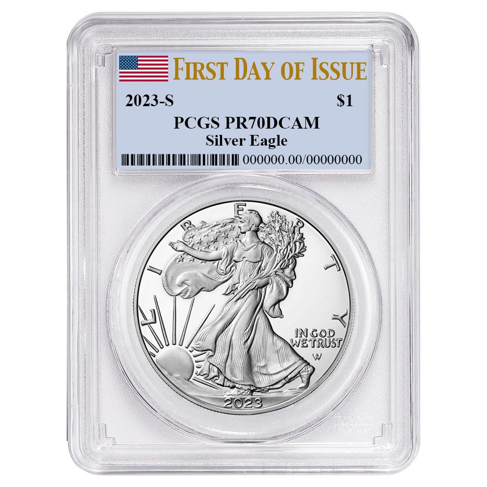 2025 S 1 1オンス プルーフ アメリカン シルバー イーグル PCGS FDOI フラッグラベル