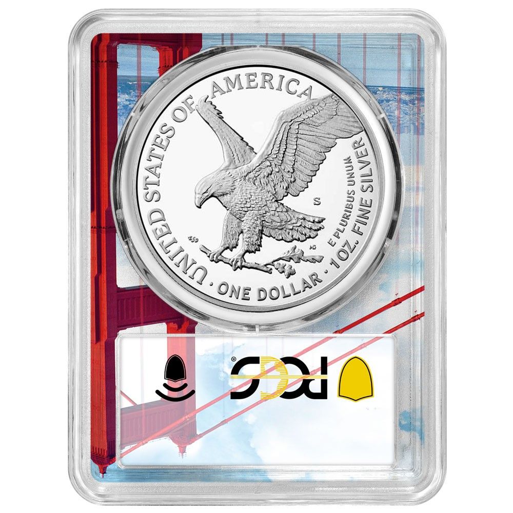 2025 S 1 1オンス プルーフ アメリカン シルバー イーグル PCGS ゴールデン ゲート ブリッジ