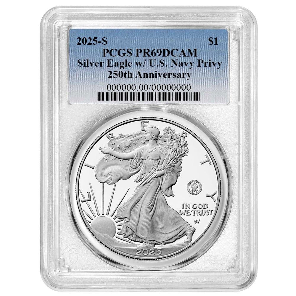2025 S 1 1オンス プルーフ アメリカンシルバーイーグル ネイビープリビー PCGS ブルーラベル