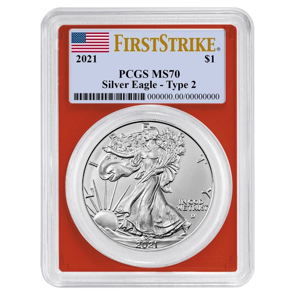 セット 2021年 1 1オンス T 2 アメリカンシルバーイーグル PCGS MS 70 FS フラッグラベル レッド