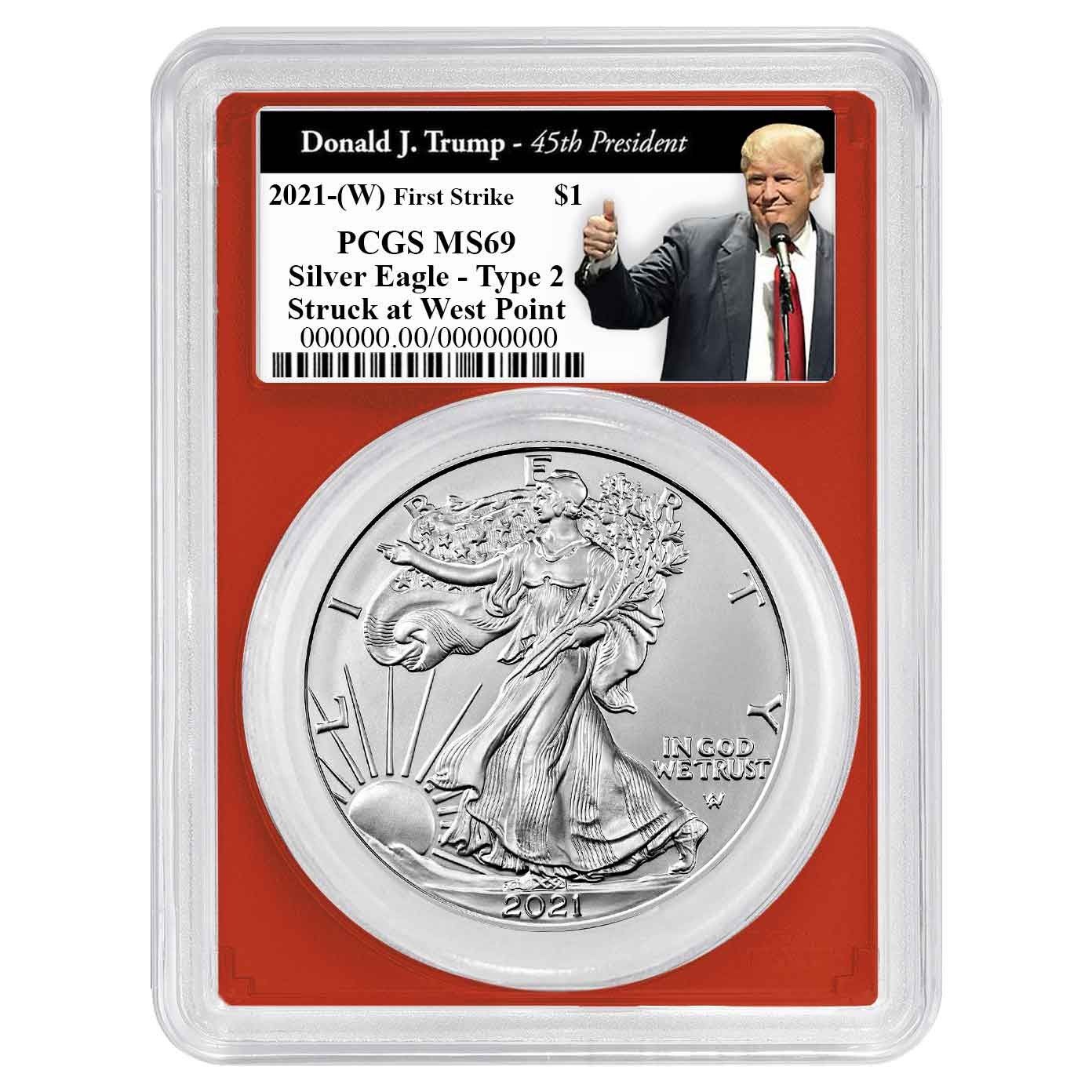 3点セット 2021年 W 1 1オンス T 2 アメリカンシルバーイーグル PCGS MS 69 FS トランプ45周年記念