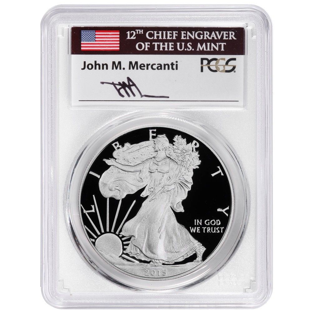 2015 W 1 1オンス プルーフ アメリカンシルバーイーグル PCGS ジョン マーカンティ署名