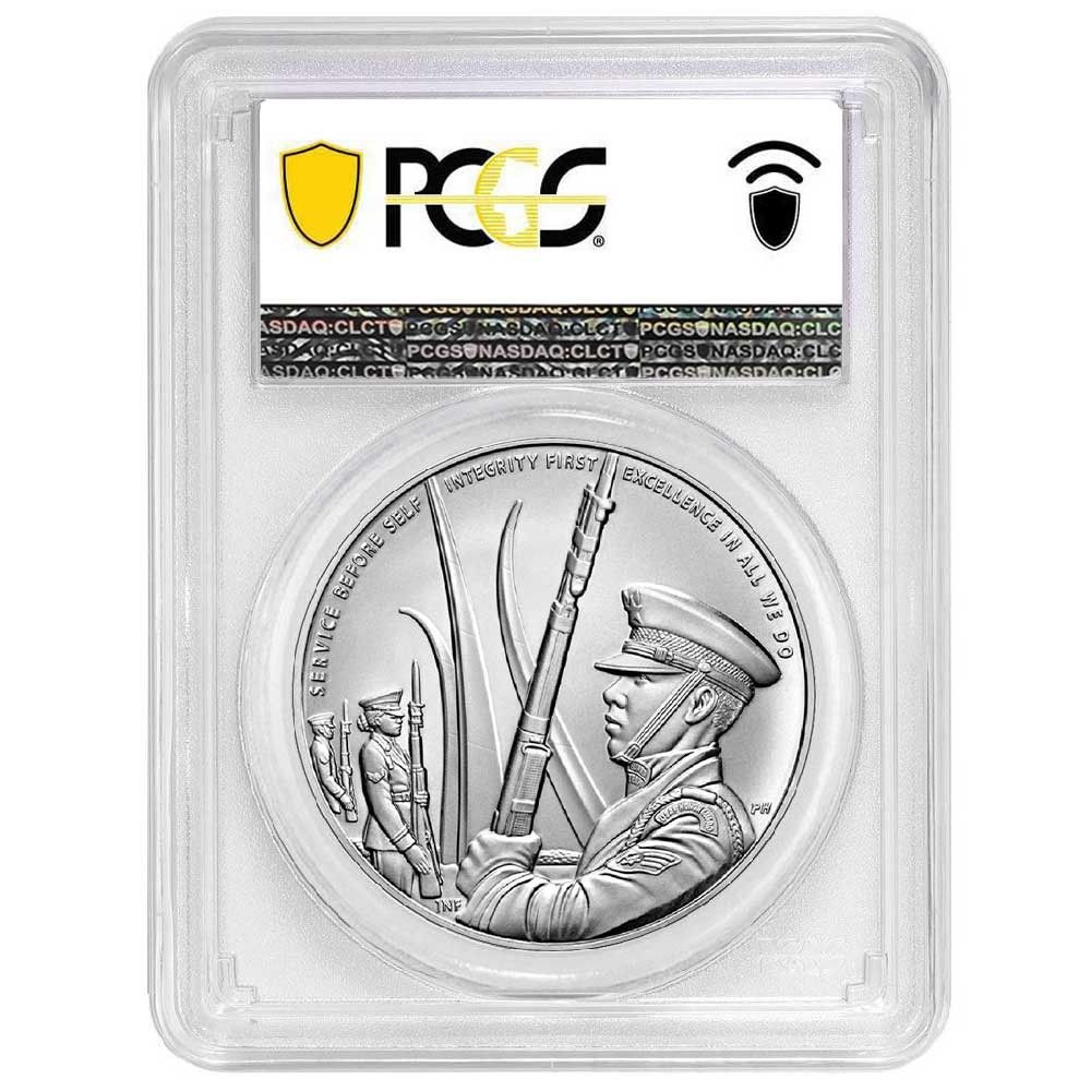 アメリカ空軍 1オンス シルバーメダル PCGS MS 70 FDOI 国旗ラベル