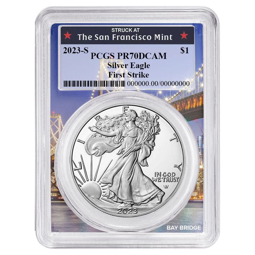2025 S 1 1オンス プルーフ アメリカンシルバーイーグル PCGS PR 70 FS ベイブリッジコア