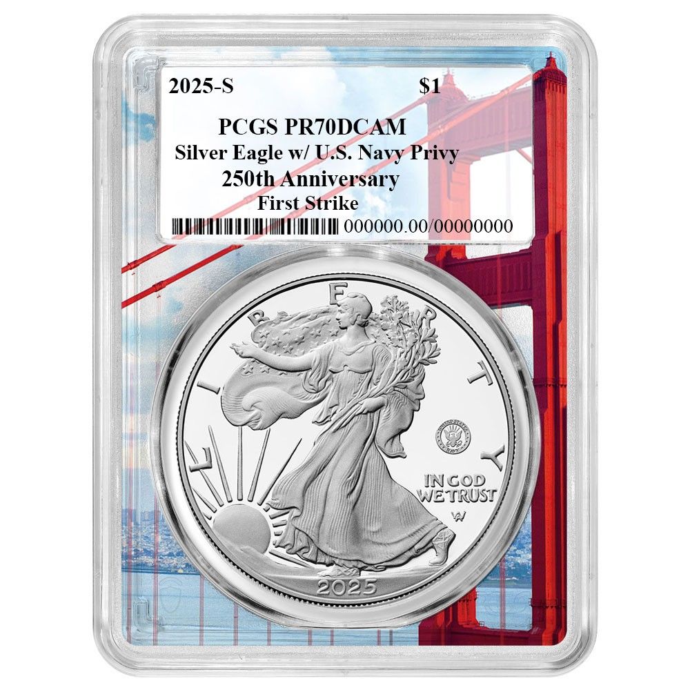2025-S 1 1オンス プルーフ アメリカンシルバーイーグル ネイビープリビー PCGS FS ゴールデン