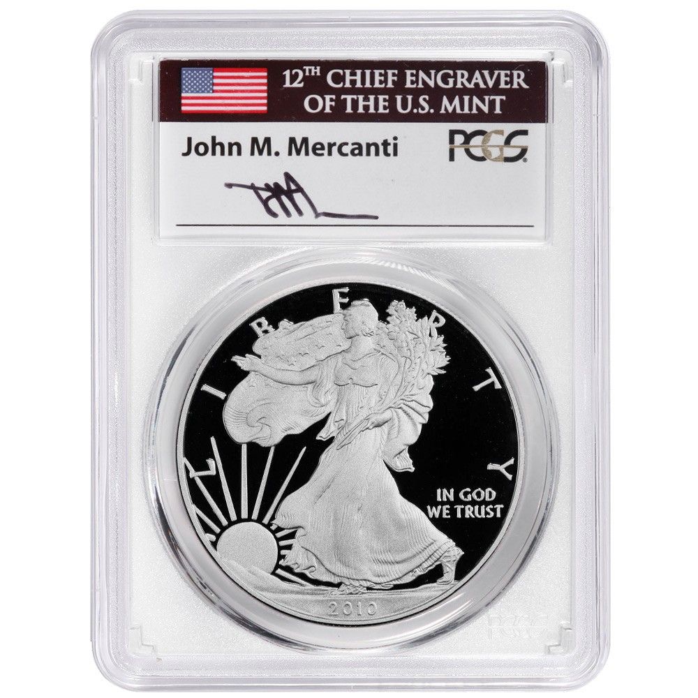 2010-W 1 1オンス プルーフ アメリカン シルバー イーグル PCGS ジョン マーカンティ シグネチャー